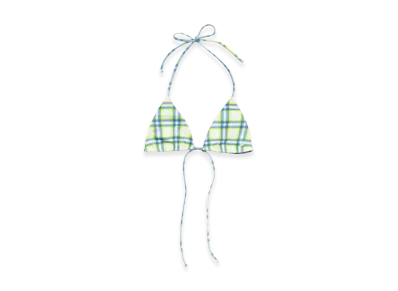 Stussy Women's Triangle Bikini Top "Green Plaid"