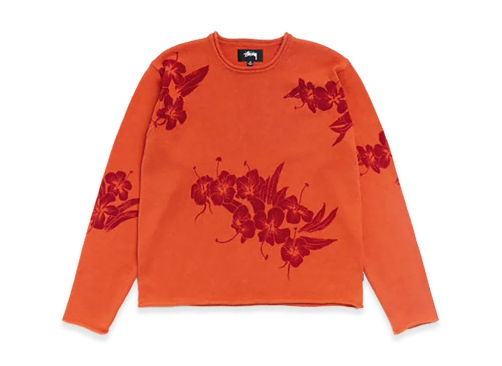 Stussy Floral Roll Neck Sweater "Rust"