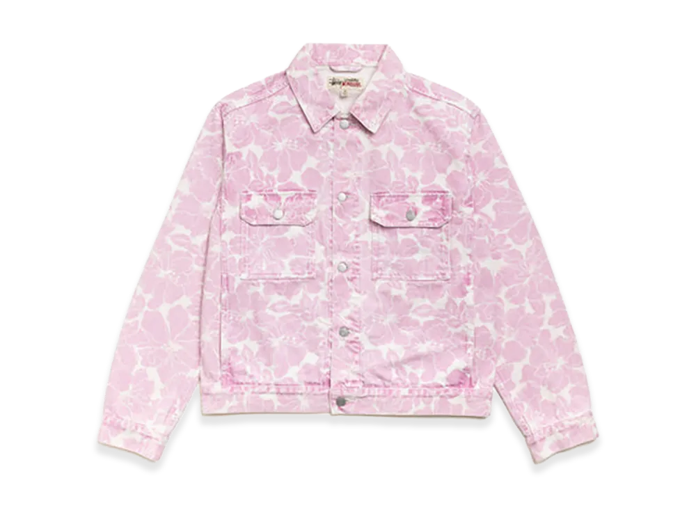 Stussy Denim Trucker Jacket "Pink Hawaiian"