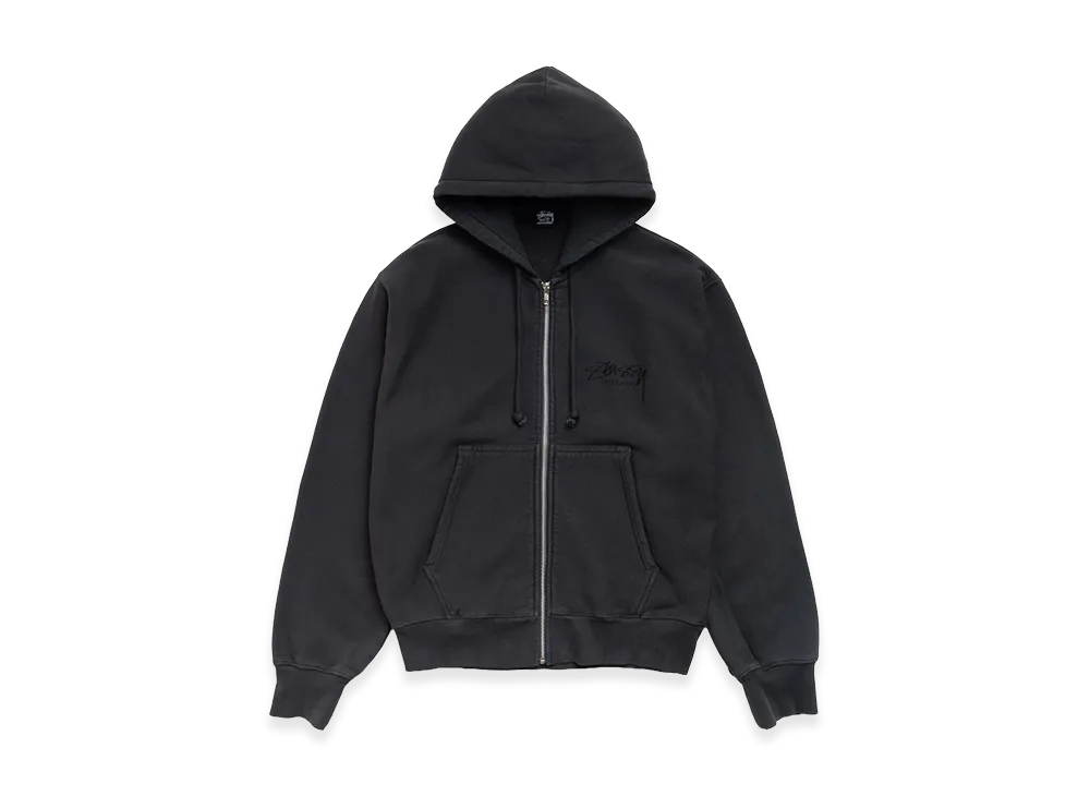 Stussy Beach Roots Zip Hoodie Garment Dyed "Faded Black"