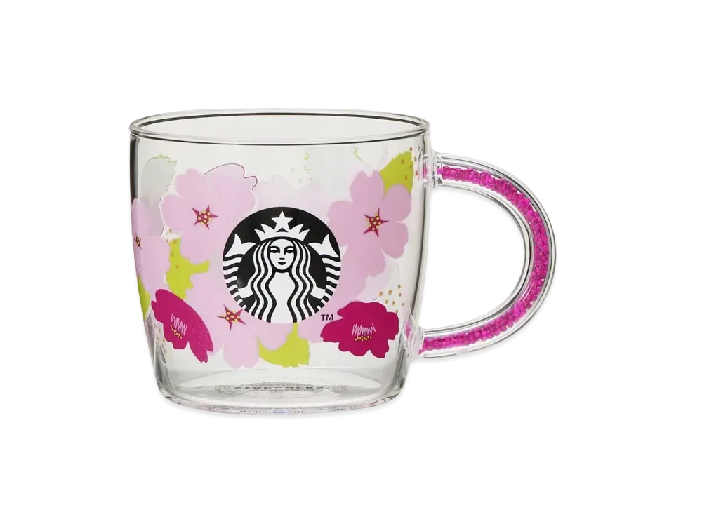 STARBUCKS SAKURA 2024 Bead handle heat resistant glass mug 296ml "Clear"