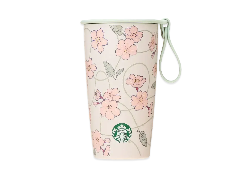 STARBUCKS SAKURA 2024 Strap Cup Shape Stainless Steel Bottle 355ml "Beige"