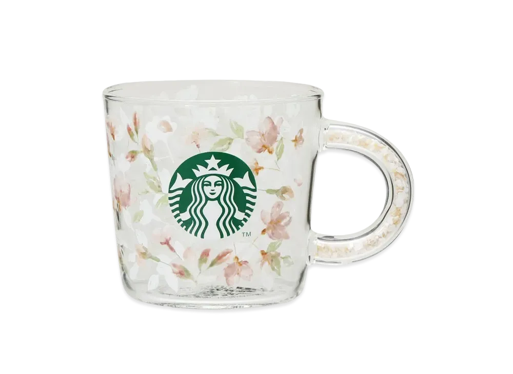 STARBUCKS SAKURA 2024 Shell Handle Heat Resistant Glass Mug 355ml "Clear"