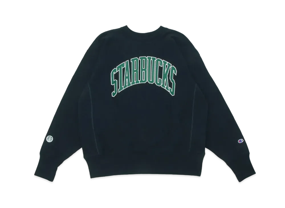 STARBUCKS x BEAMS x Champion Reverse Weave Crew Neck Sweatshirt "Navy"