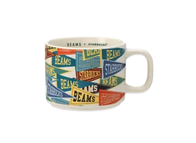 STARBUCKS x BEAMS Recycled Ceramic Mug Pennant Design 355ml "Beige"