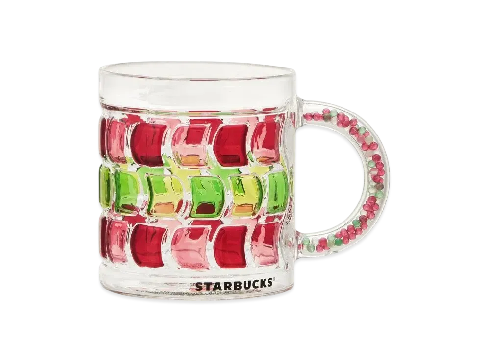 STARBUCKS Holidays 2024 Bead Handle Heat Resistant Glass Mug 370ml "Red"