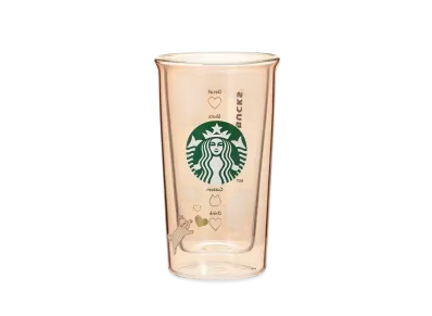 STARBUCKS Valentine 2025 Heat Resistant Double Wall Glass 355ml "Beige"