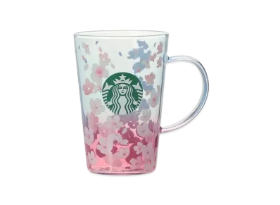 STARBUCKS SAKURA2025 Heat-Resistant Glass Mug Spring Season Blend 414ml "Pink/Blue"