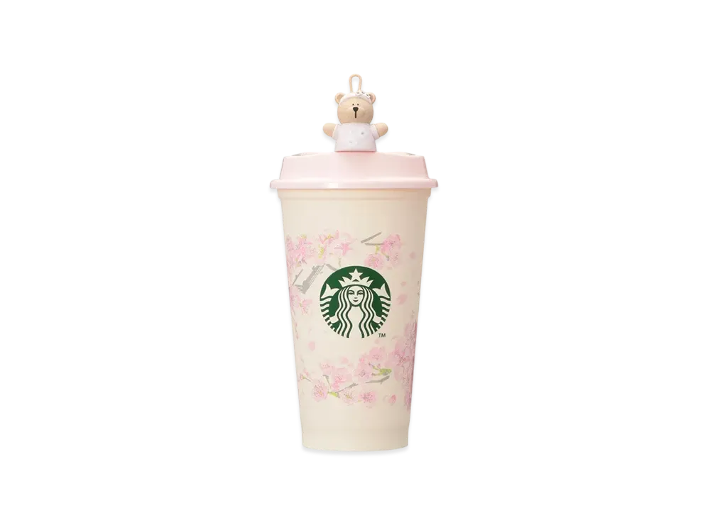 STARBUCKS SAKURA2025 Reusable Cup 473ml / Reusable Cup Exclusive Drink Hole Cap Bearista "Pink"