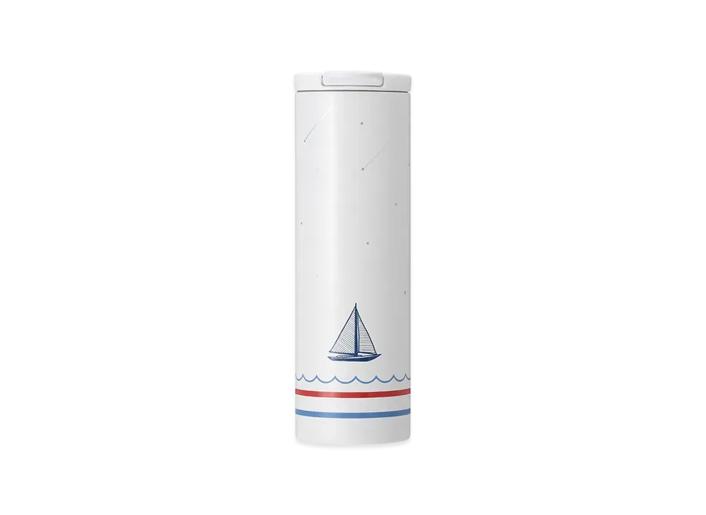 STARBUCKS Stainless Steel Cylinder Tumbler Marine Border 473ml "White"