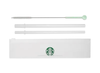 STARBUCKS Reusable Straw Set With Case & Brush "White"