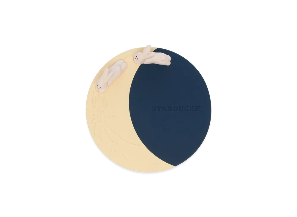 STARBUCKS Autumn Festival 2025 Moon & Rabbit Silicone Coaster "Night Blue"