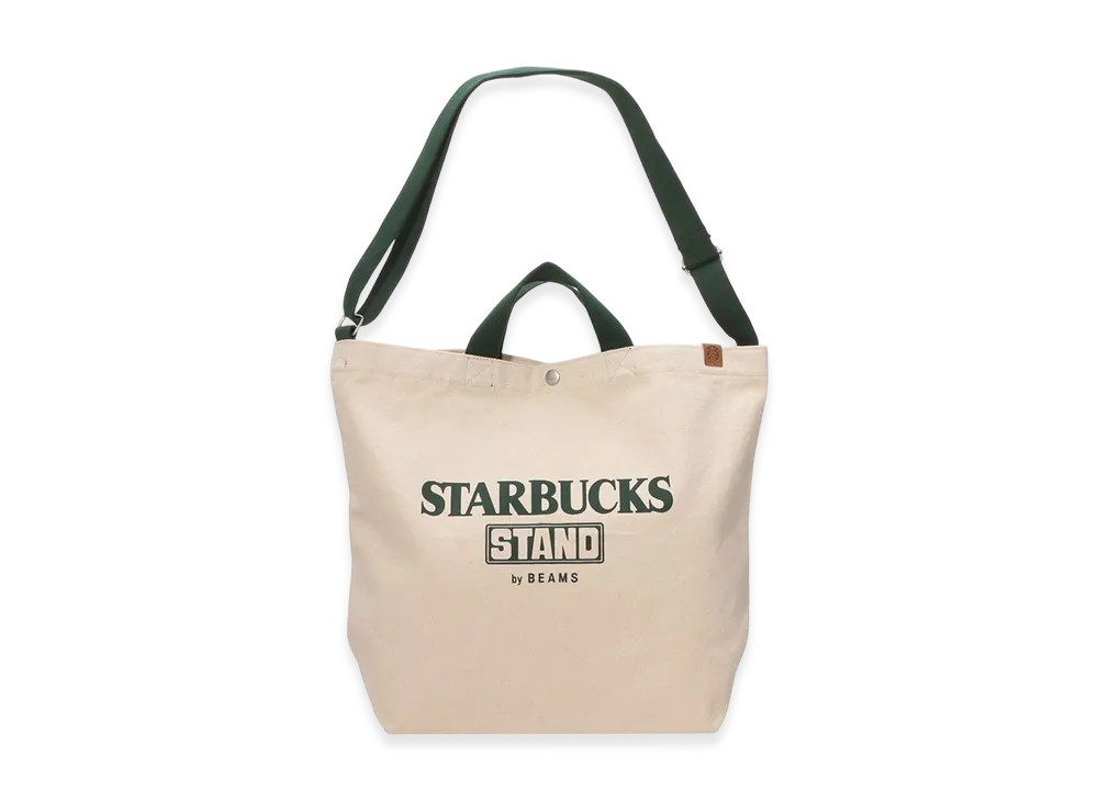 STARBUCKS STAND x BEAMS Canvas LOGO Tote "Off White"
