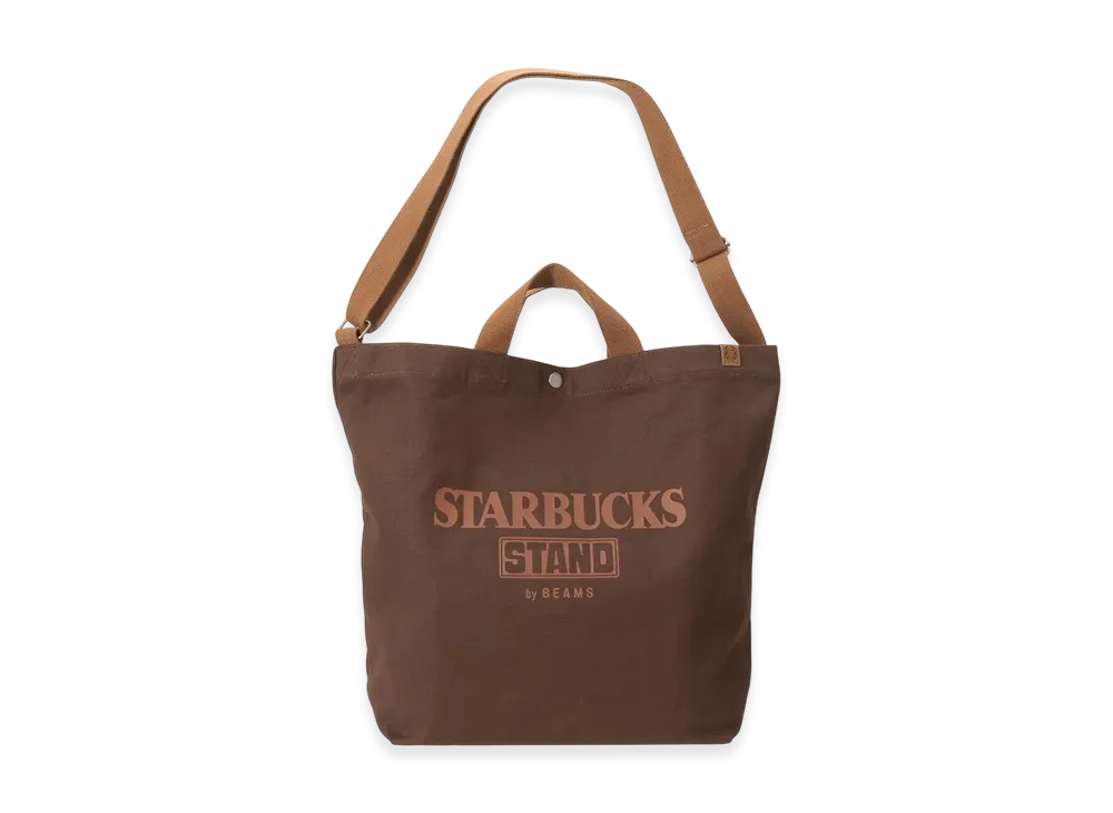 STARBUCKS STAND x BEAMS Canvas LOGO Tote "Brown"