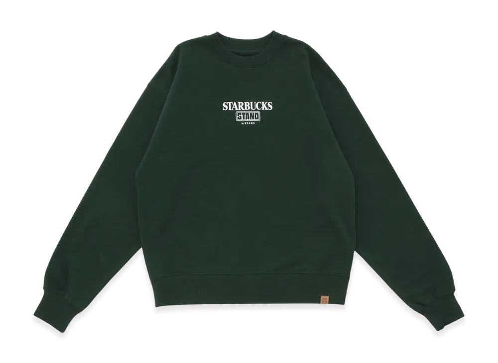 STARBUCKS STAND x BEAMS LOGO Crew Sweatshirt "Green"