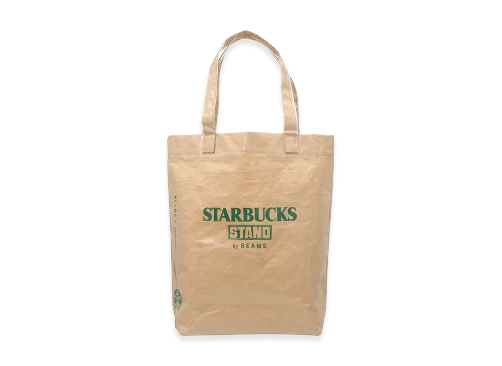 STARBUCKS STAND x BEAMS LOGO PVC Shopper Tote "Beige"