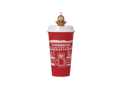 STARBUCKS Holiday 2025 Reusable Cup 473ml + Drink Hole Cap Bearista "Red"