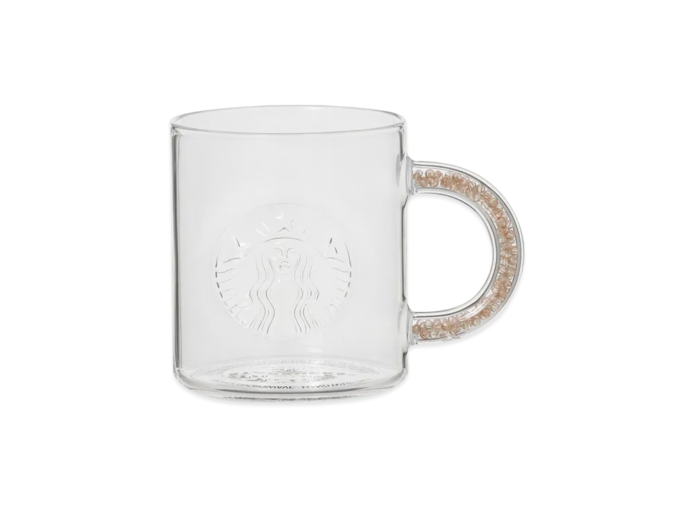STARBUCKS Gift Boxed Beads Handle Heat-Resistant Glass Mug 355ml "Clear"