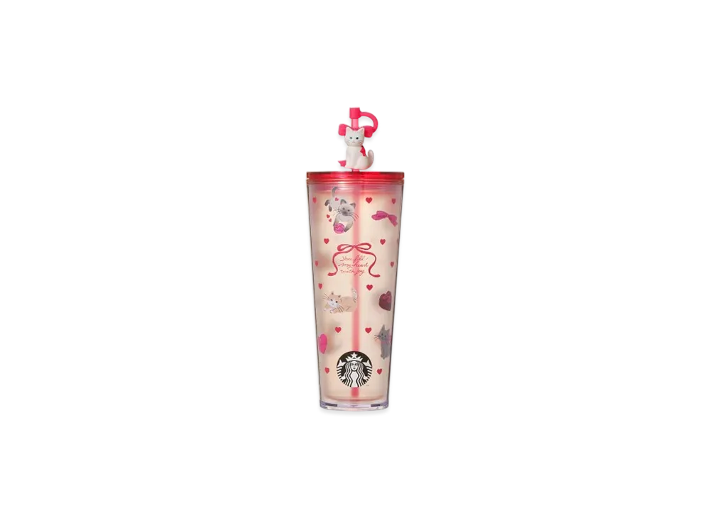 STARBUCKS Valentine 2026 Cold Cup Tumbler Cat 710ml "Pink"