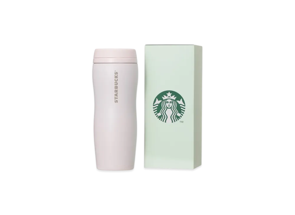 STARBUCKS Curved Stainless Steel Bottle Pink Beige 355ml in Gift Box "Pink"