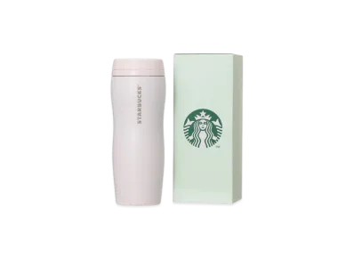 STARBUCKS Curved Stainless Steel Bottle Pink Beige 355ml in Gift Box "Pink"