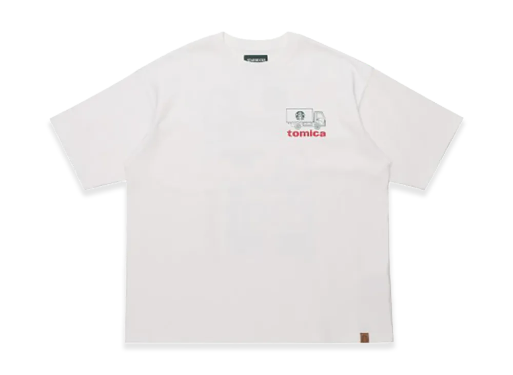 STARBUCKS STAND by BEAMS TOMICA Truck Print T-Shirt A "White"