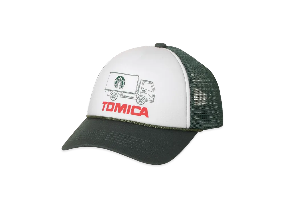 STARBUCKS STAND by BEAMS TOMICA Truck Print Kids Cap "Green"