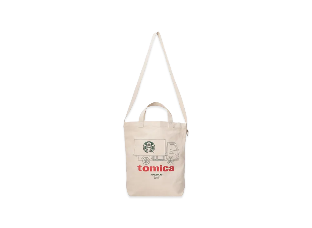 STARBUCKS STAND by BEAMS TOMICA Truck Print Tote Bag "Beige"