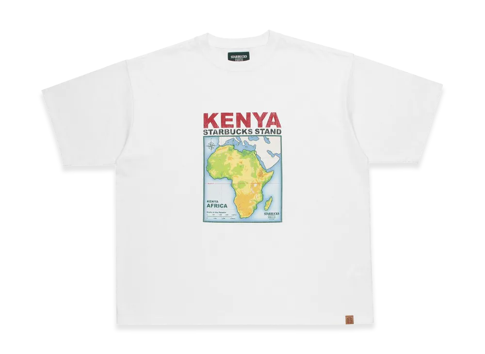 STARBUCKS STAND by BEAMS Print T-Shirt KENYA "White"