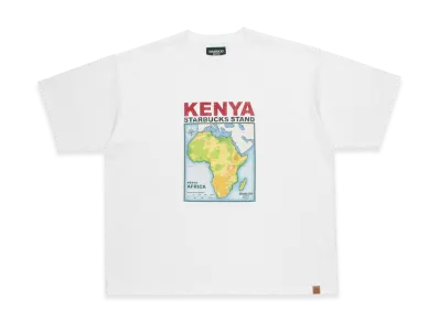 STARBUCKS STAND by BEAMS Print T-Shirt KENYA "White"