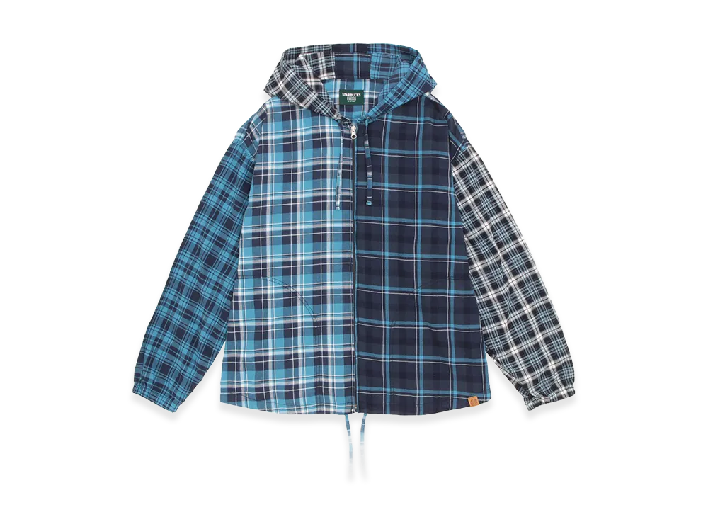 STARBUCKS STAND by BEAMS Crazy Pattern Hooded Shirt Blouson "Navy"