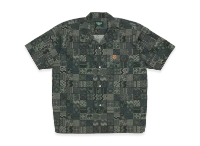 STARBUCKS STAND by BEAMS All-Over Print Short Sleeve Shirt "Green"