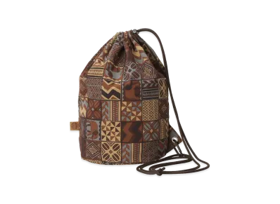 STARBUCKS STAND by BEAMS All-Over Print Drawstring Bag "Brown"