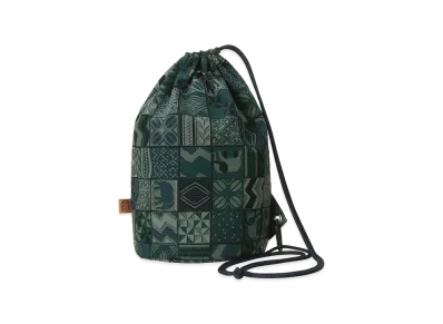 STARBUCKS STAND by BEAMS All-Over Print Drawstring Bag "Green"