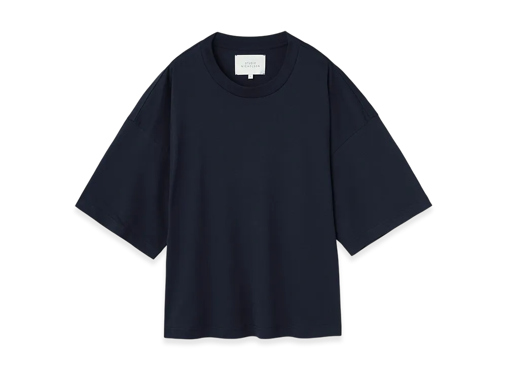 STUDIO NICHOLSON Crew Neck T-Shirt "Darkest Navy"