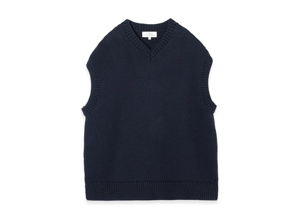 STUDIO NICHOLSON Knit Vest Spun "Dark Navy"