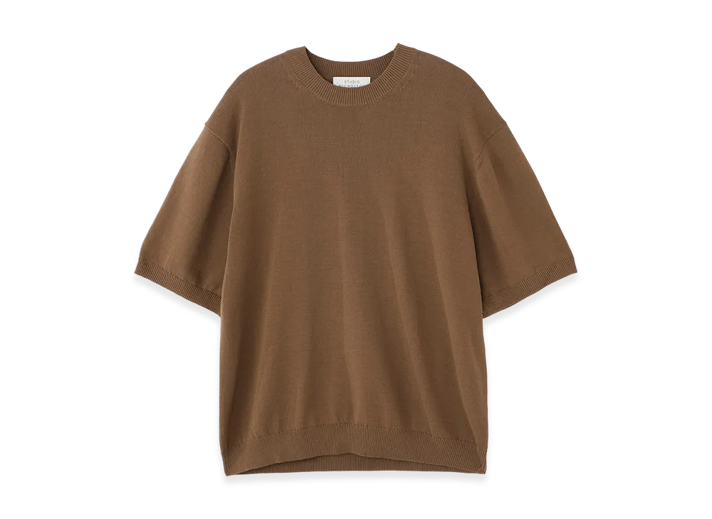 STUDIO NICHOLSON Short Sleeve Crew Neck Knit Sonar "Almond"