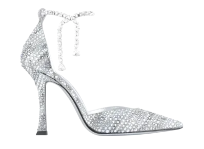 Jimmy Choo Women's Stevie 1 Shimmer Suede Crystal Pumps "Silver Mix"