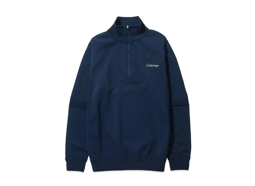 Saturdays NYC Slash Half Zip Sweater "Navy"