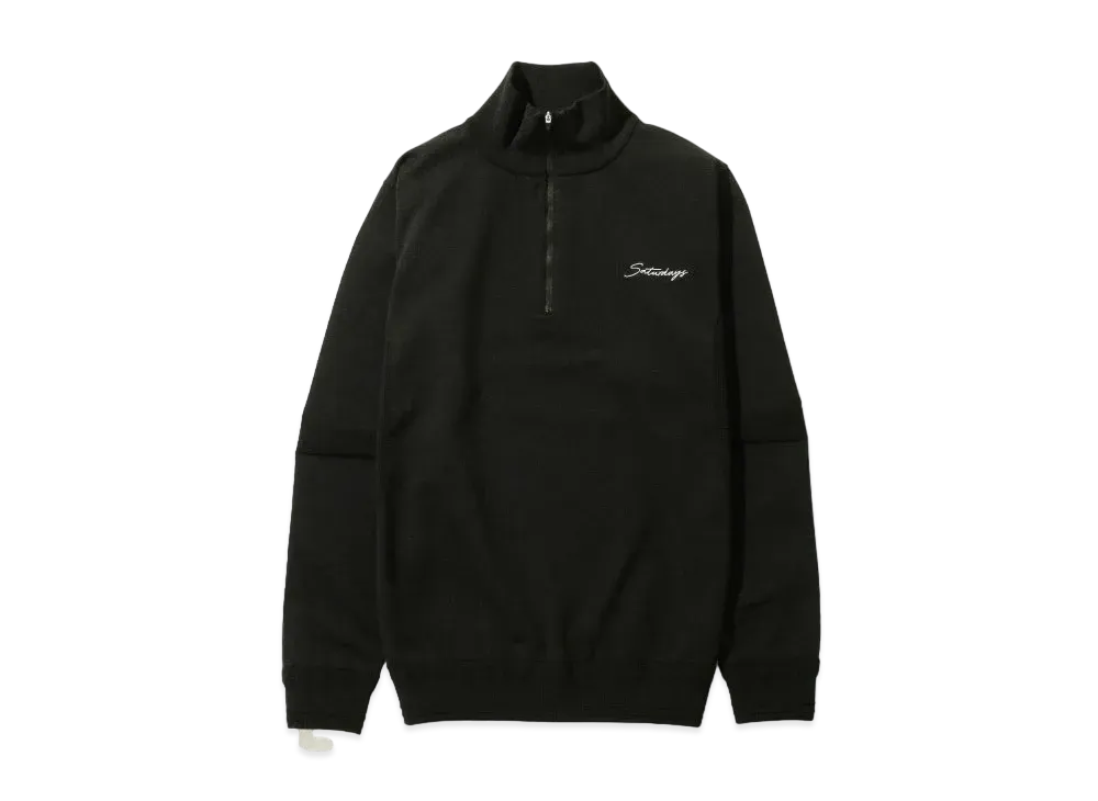 Saturdays NYC Slash Half Zip Sweater "Black"