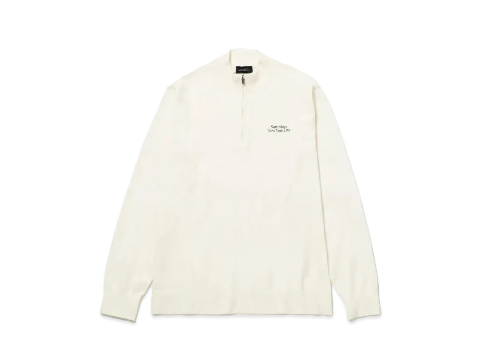 Saturdays NYC Knitted Half Zip LS Mock "Ivory"