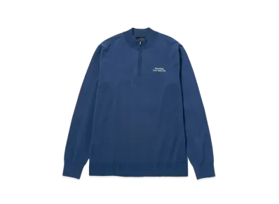 Saturdays NYC Knitted Half Zip LS Mock "Blue"