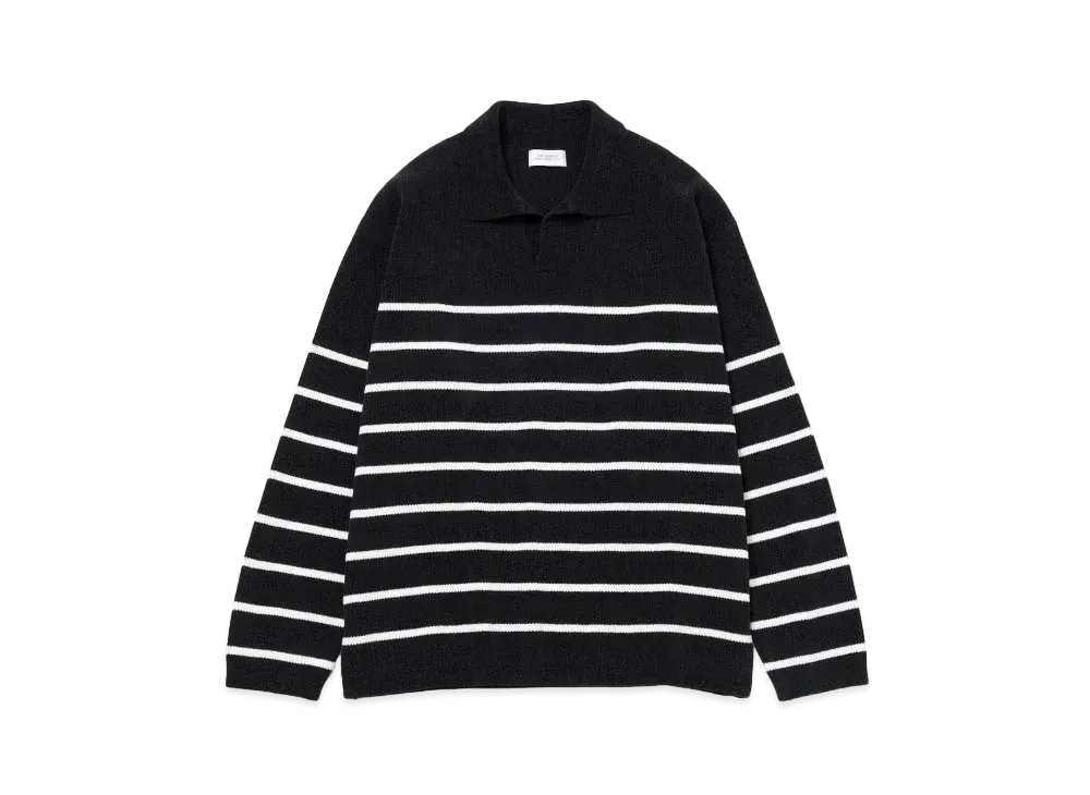 Saturdays NYC Mole Yarn Stripe Skipper Knit "Black"