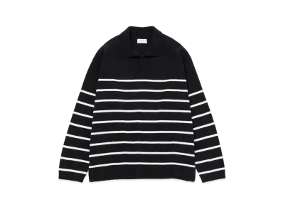Saturdays NYC Mole Yarn Stripe Skipper Knit "Black"