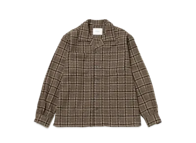 Saturdays NYC Open Collar Flannel Check Shirts "Beige"