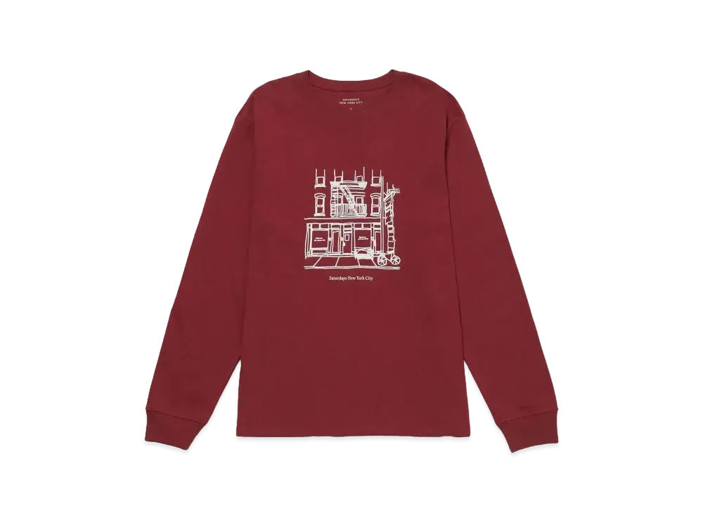Saturdays NYC Cafe Standard LS Tee "Red"