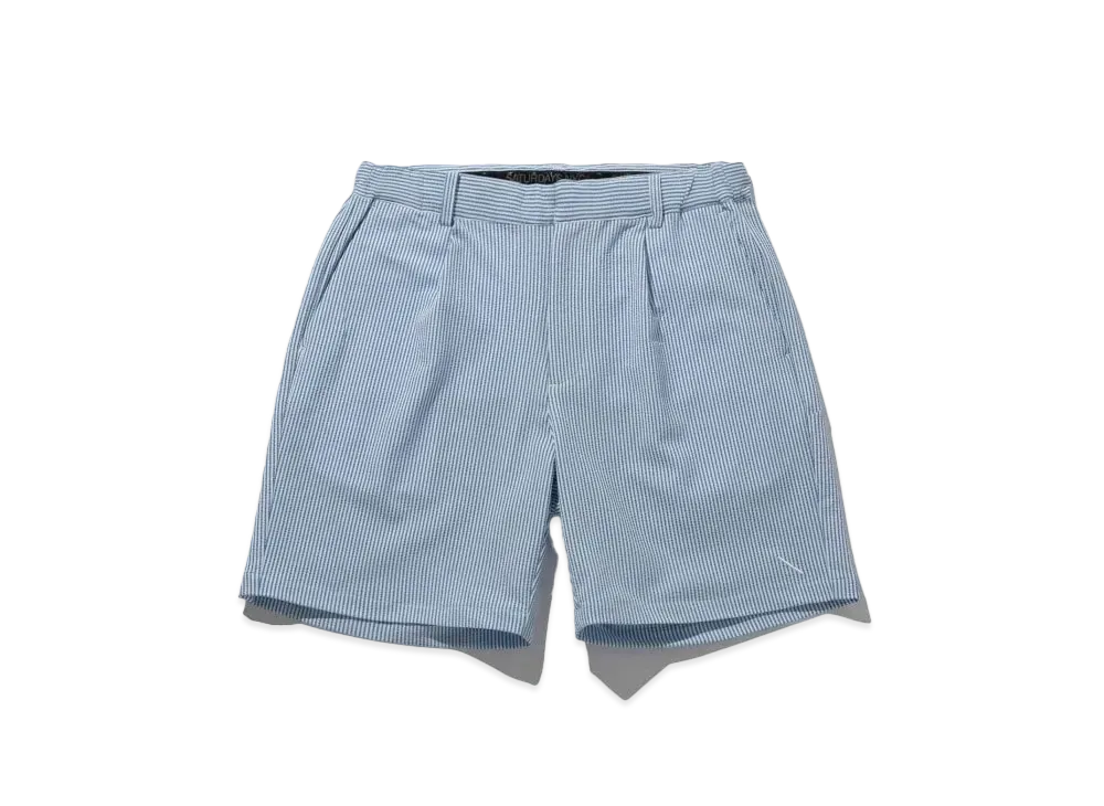 Saturdays NYC Seersucker One Tuck Short Pant "Blue"