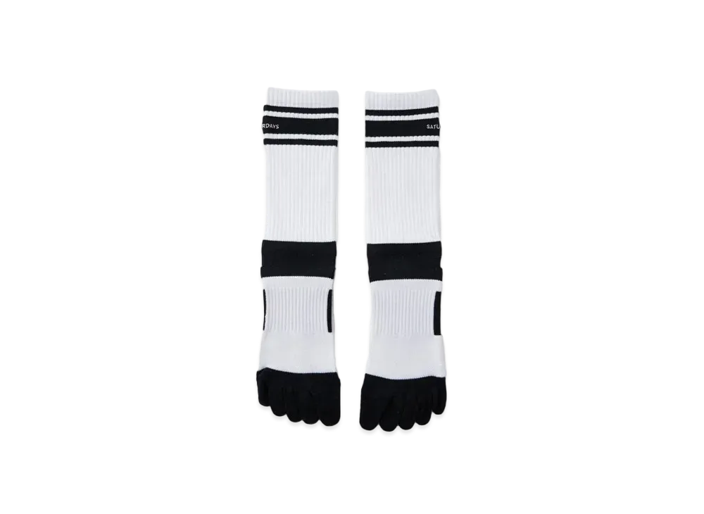 Saturdays NYC Snyc Golf Five Fingers Crew Socks "White"