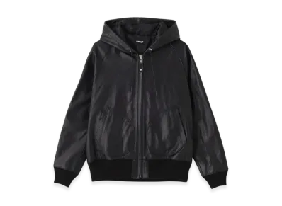 Schott Leather Hooed Jacket "Black"