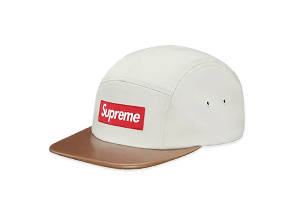 Supreme Denim Leather Visor Camp Cap "White" (15FW)